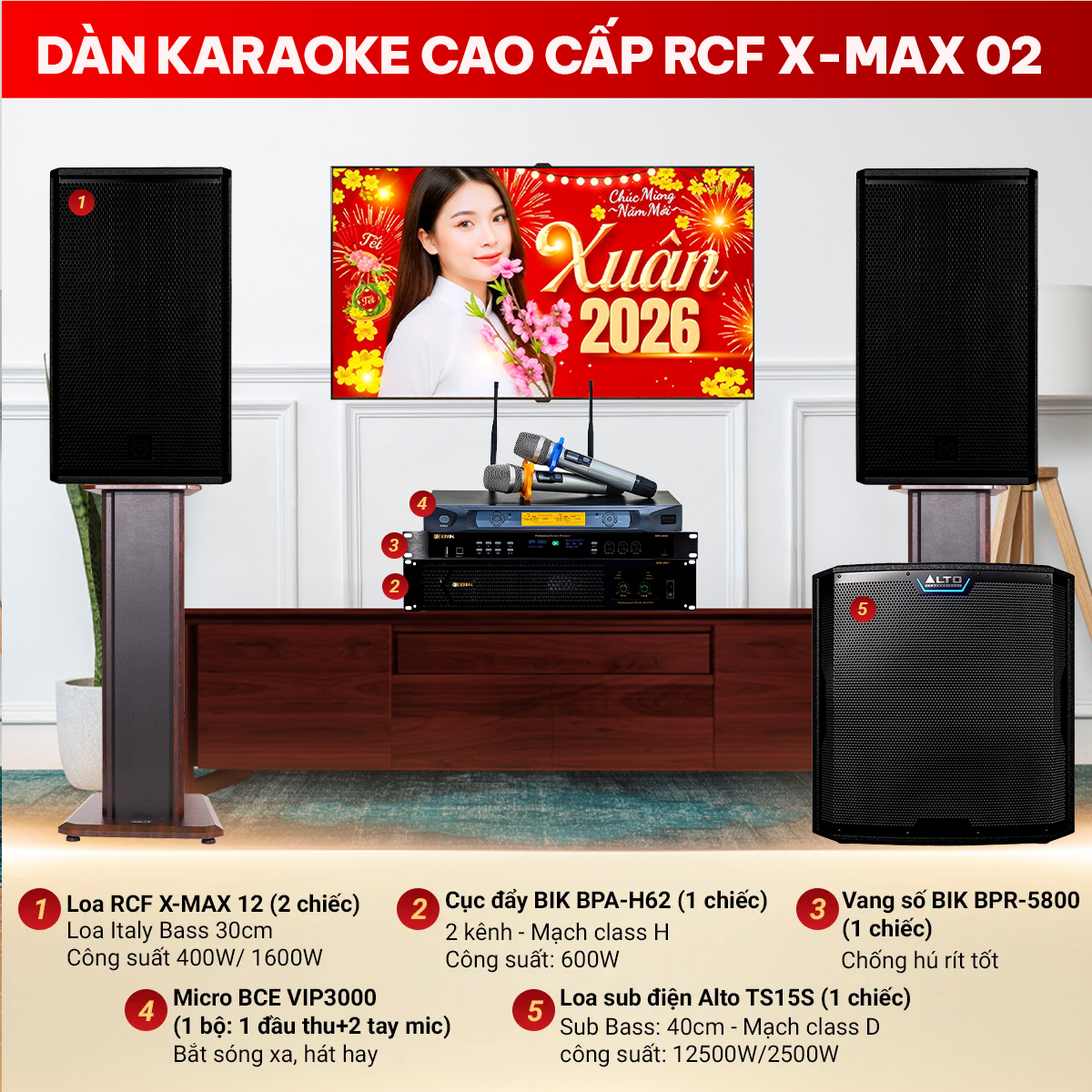 D&agrave;n karaoke cao cấp RCF X-MAX 02