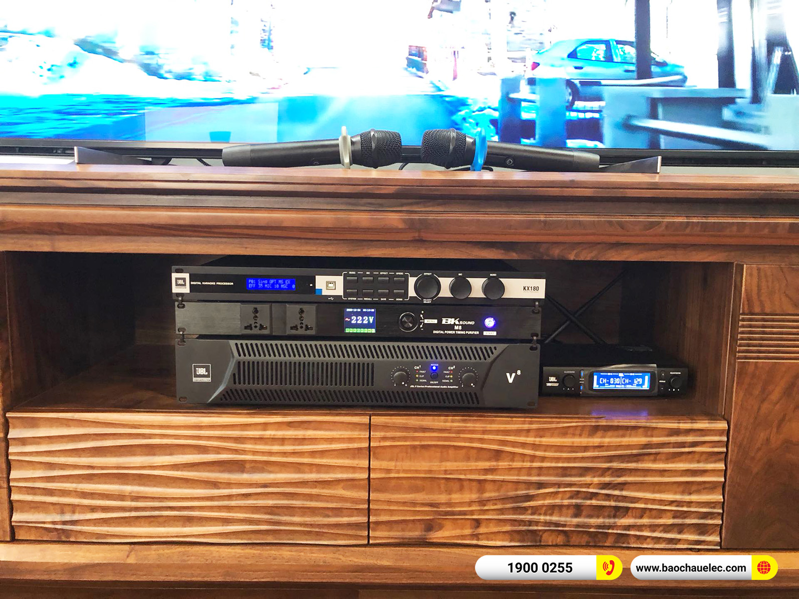 Lắp đặt d&agrave;n karaoke JBL hơn 121tr cho ch&uacute; Chiến tại H&agrave; Nội (JBL KP6012, JBL V8, KX180A, 705AS MK3, VM300,&hellip;) 