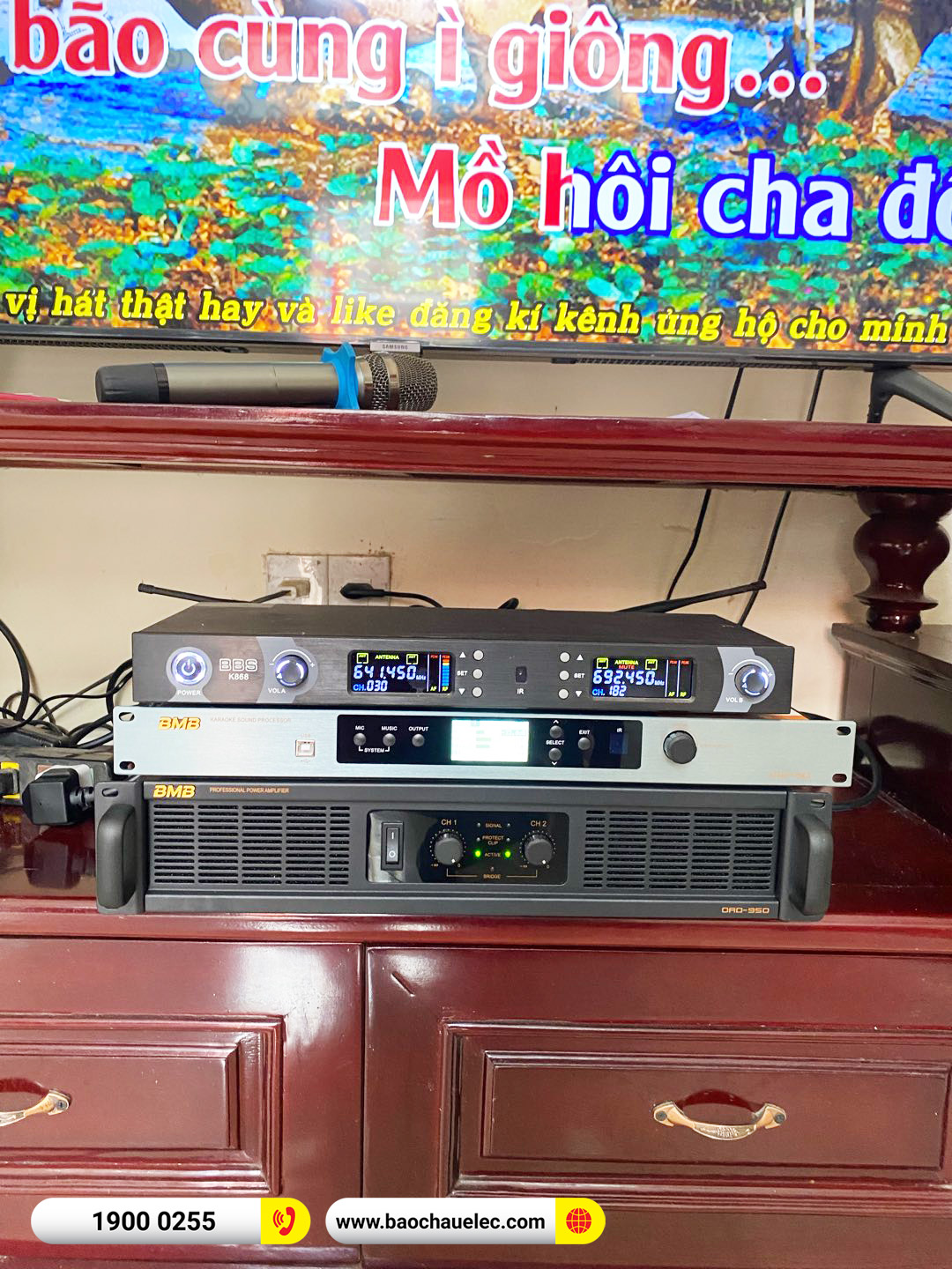 Lắp đặt d&agrave;n karaoke BMB hơn 58tr cho ch&uacute; Du&acirc;n tại Th&aacute;i B&igrave;nh (BMB 1212SE, DAD 950, KSP50) 