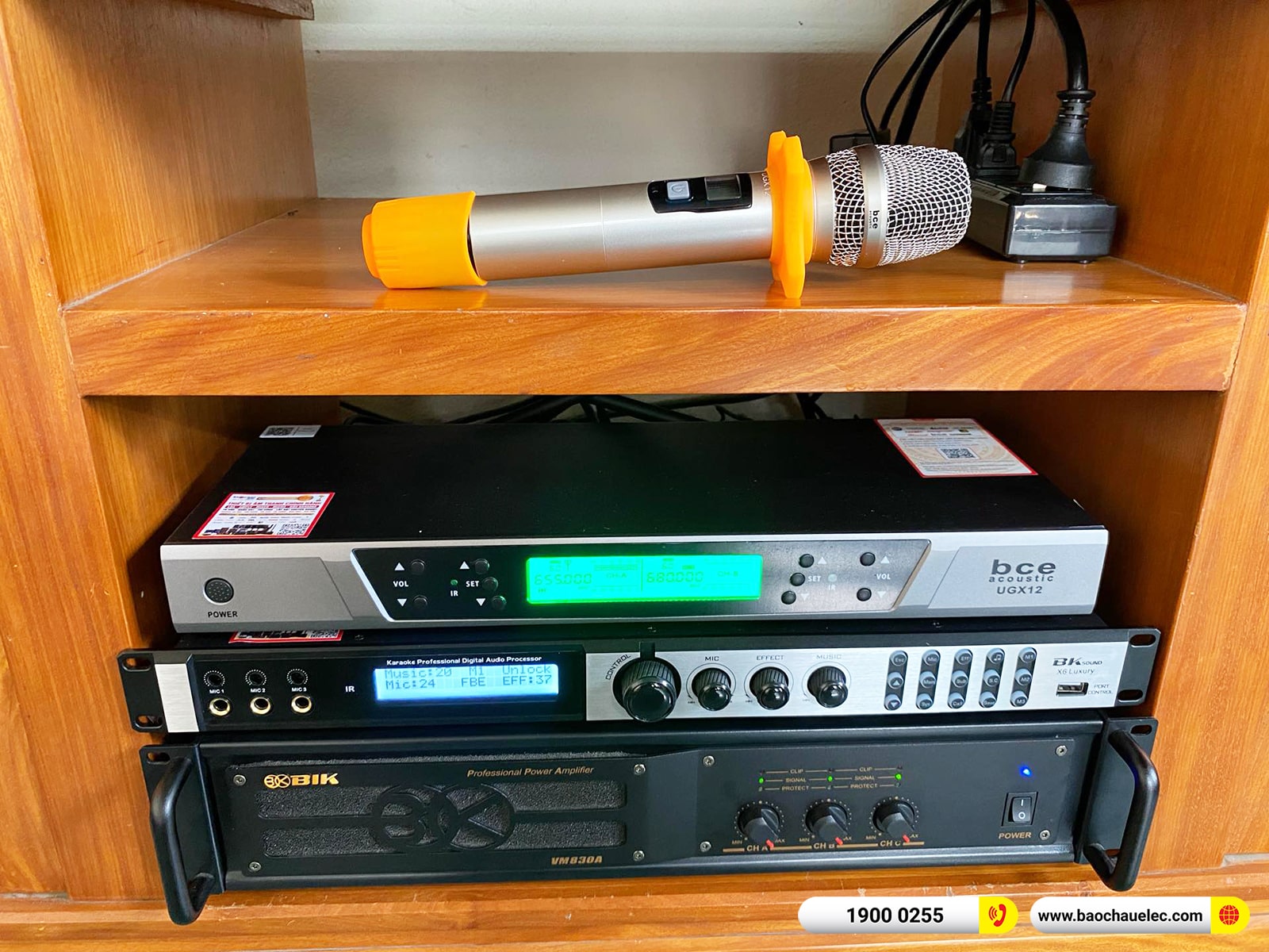 Lắp đặt d&agrave;n karaoke Denon hơn 51tr cho chị H&ograve;a tại Đồng Nai (Denon DN512, VM830A, X6 Luxury, BJ-W35, UGX12)