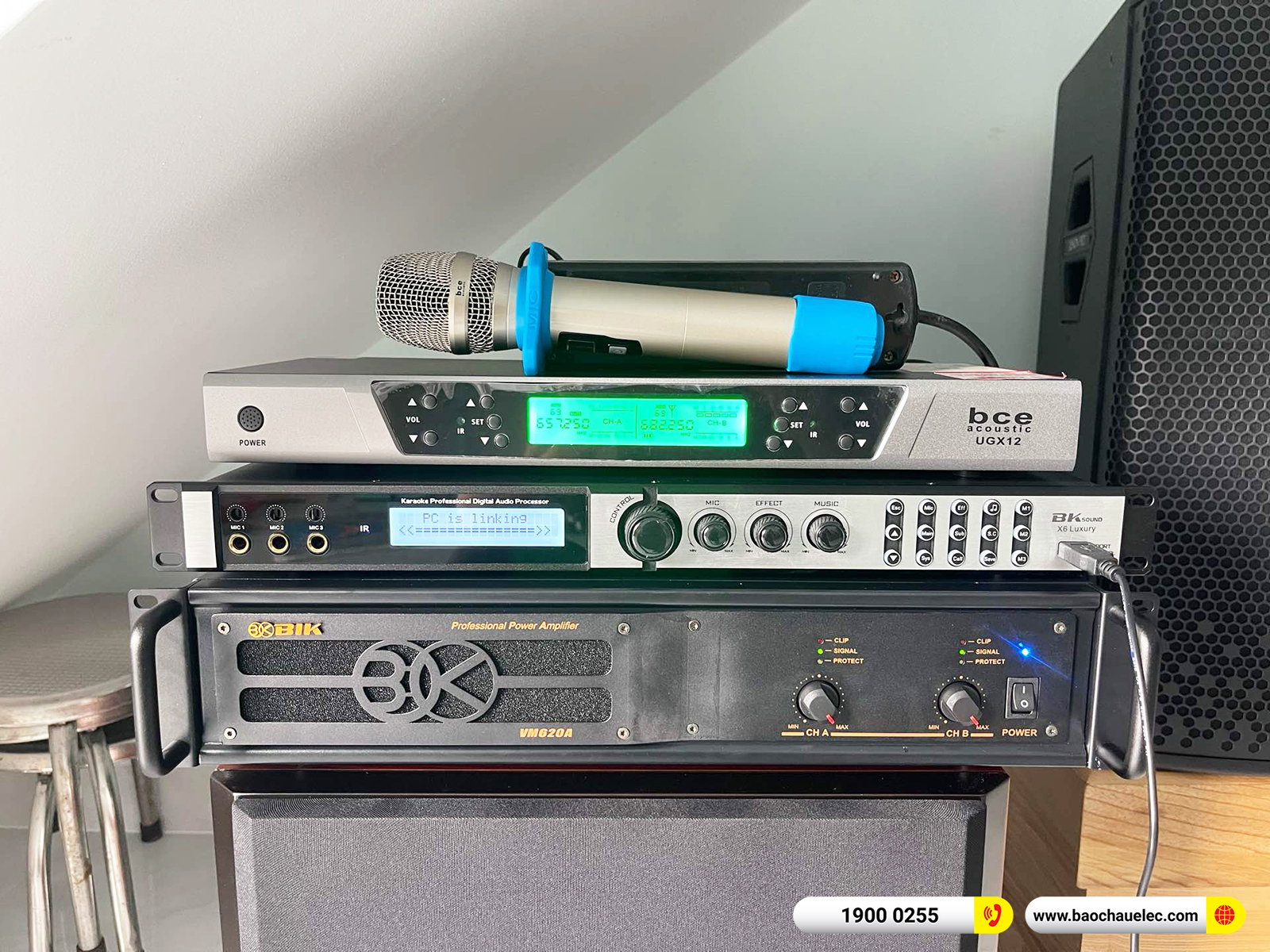 Lắp đặt d&agrave;n karaoke Denon hơn 36tr cho ch&uacute; Vĩnh tại Đồng Nai (Denon DP-R212, VM620A, X6 Luxury, SW612, UGX12)