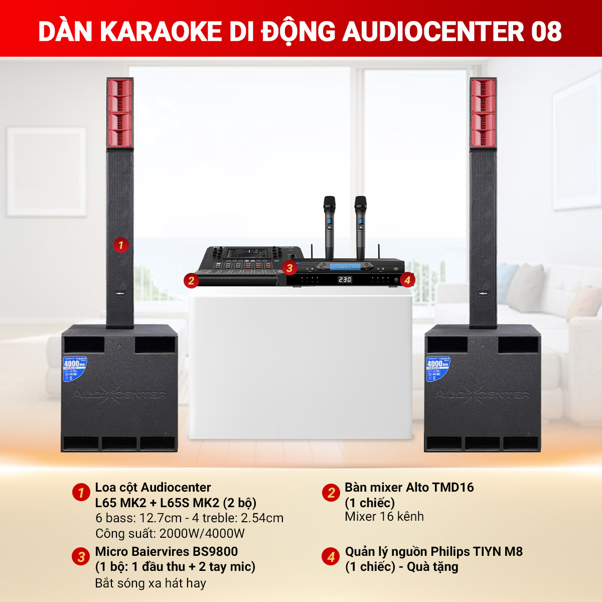 Dàn karaoke di động Audiocenter 08
