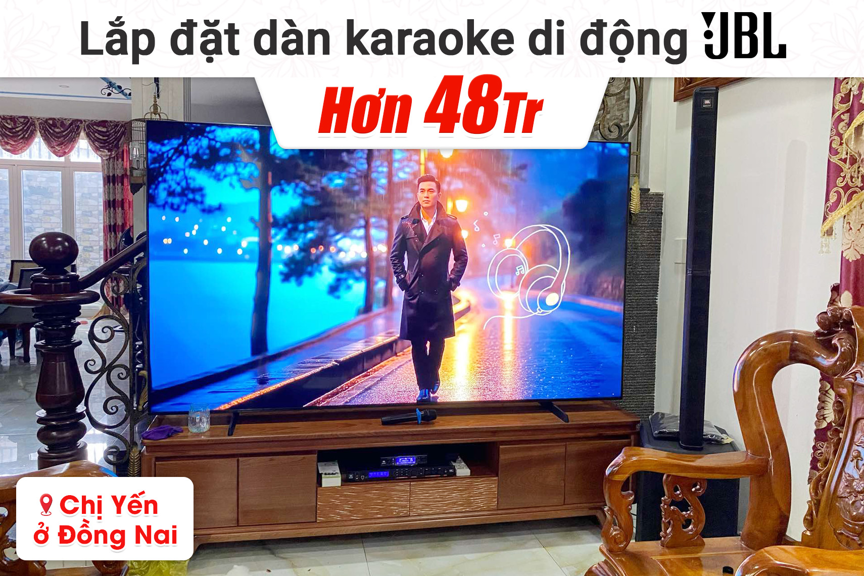 Lắp đặt dàn karaoke di động JBL hơn 48tr cho chị Yến tại Đồng Nai (JBL PRX One, JBL VX9, JBL VM300)