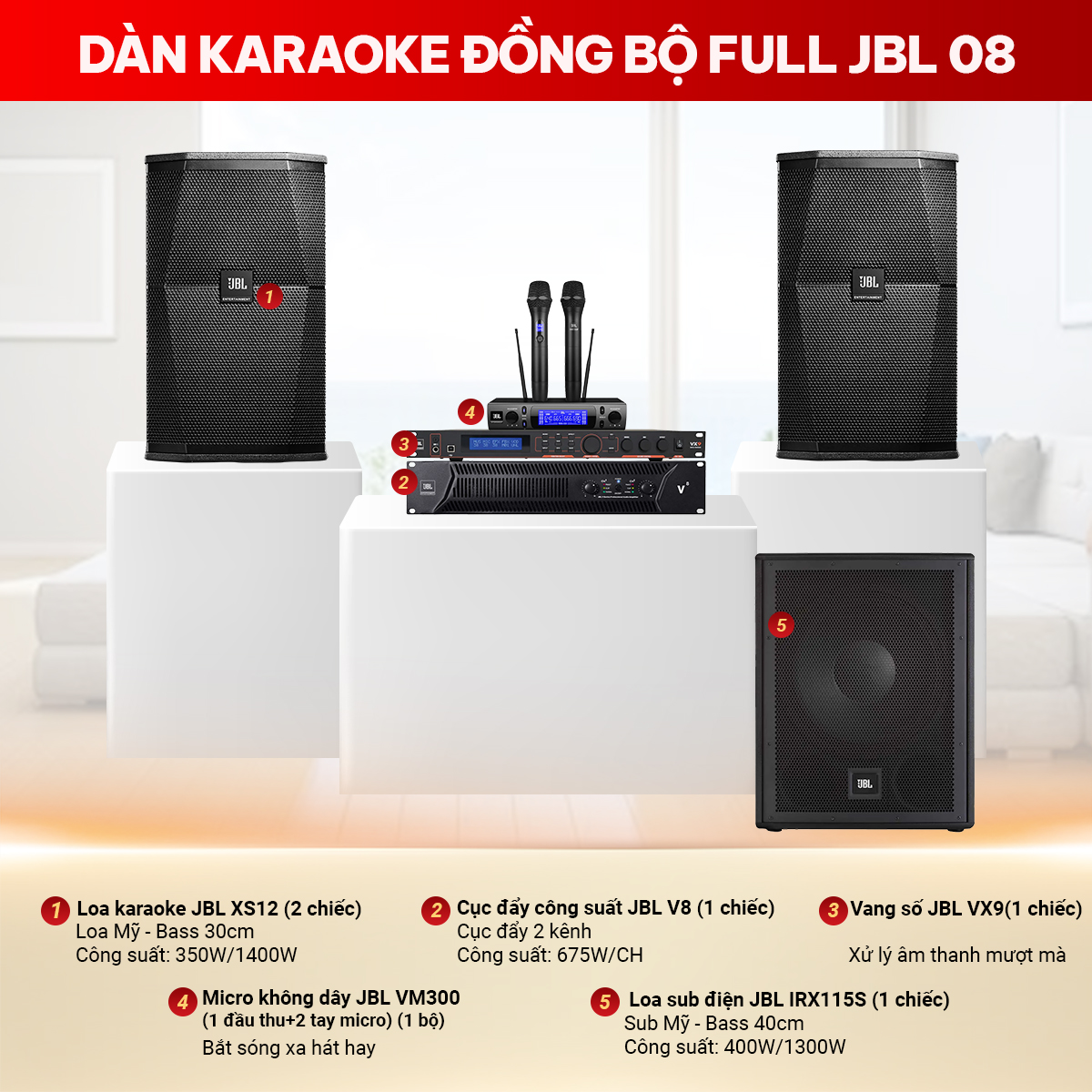 D&agrave;n karaoke đồng bộ full JBL 08