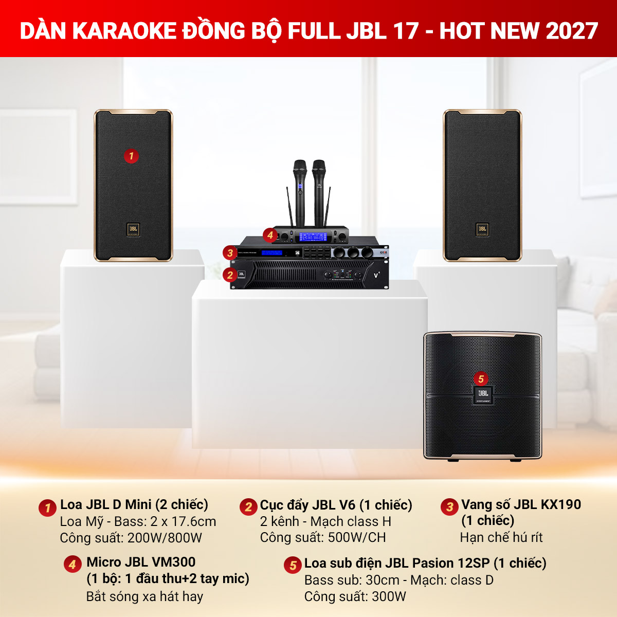 D&agrave;n karaoke đồng bộ full JBL 17 - Hot New 2027