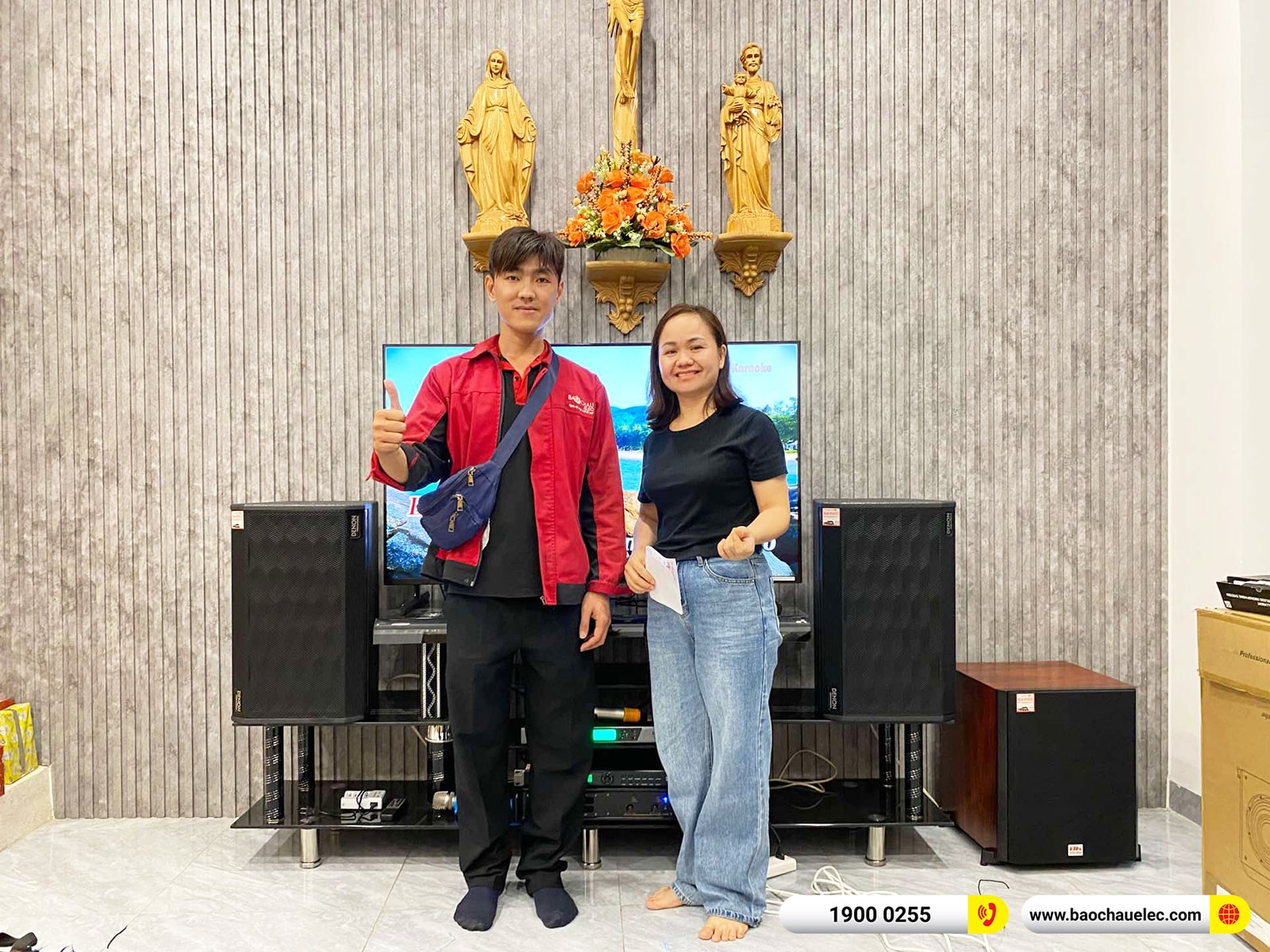 Lắp đặt d&agrave;n karaoke Denon gần 38tr cho chị Thoa tại Đồng Nai (Denon DP-R312, VM620A, KP500, SW612C, UGX12) 