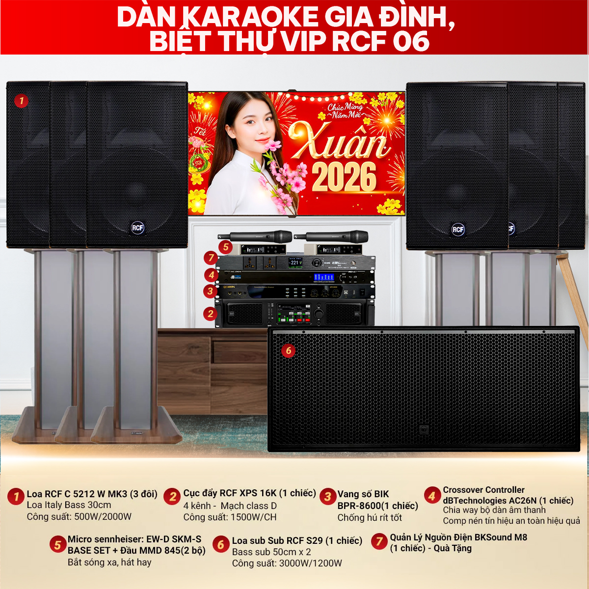 D&agrave;n karaoke gia đ&igrave;nh, biệt thự Vip RCF 06