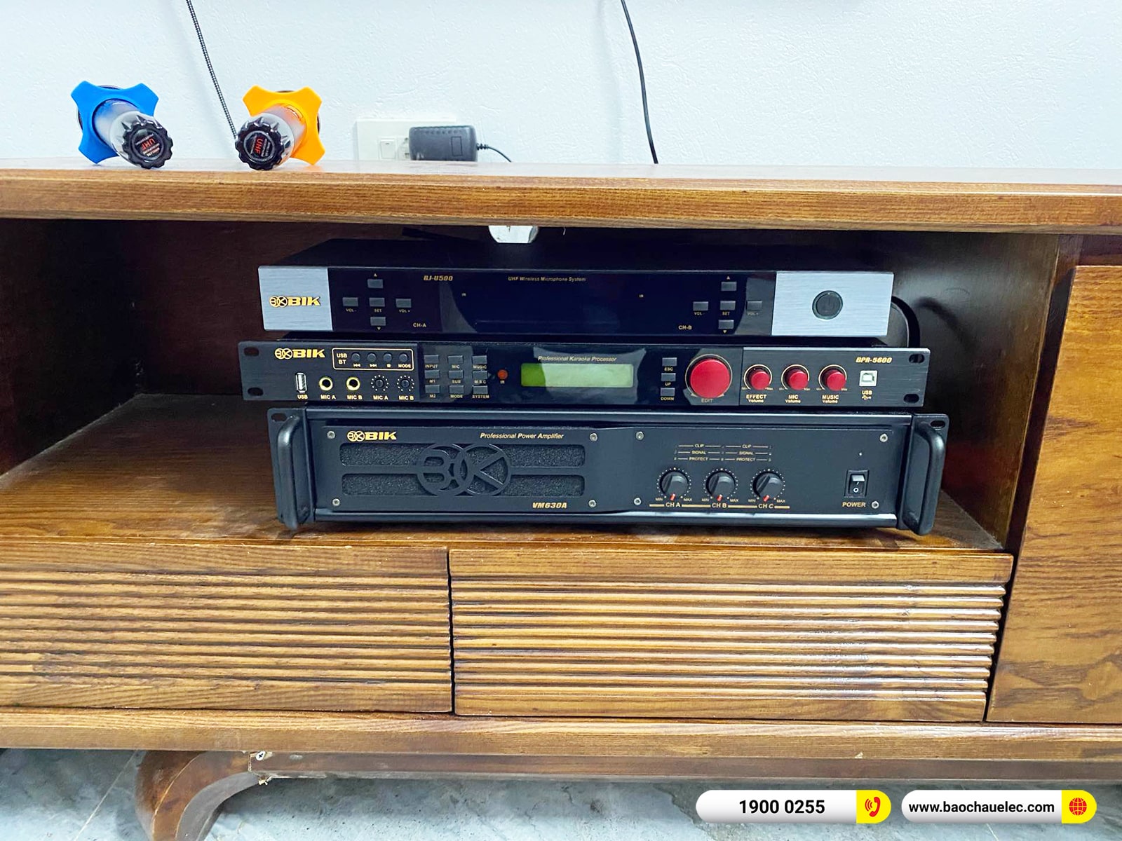 Lắp đặt d&agrave;n karaoke BIK gần 44tr cho anh Thức tại Th&aacute;i B&igrave;nh (BIK BSP 412II, VM630A, BPR-5600, BJ-W66 Plus, BJ-U500)