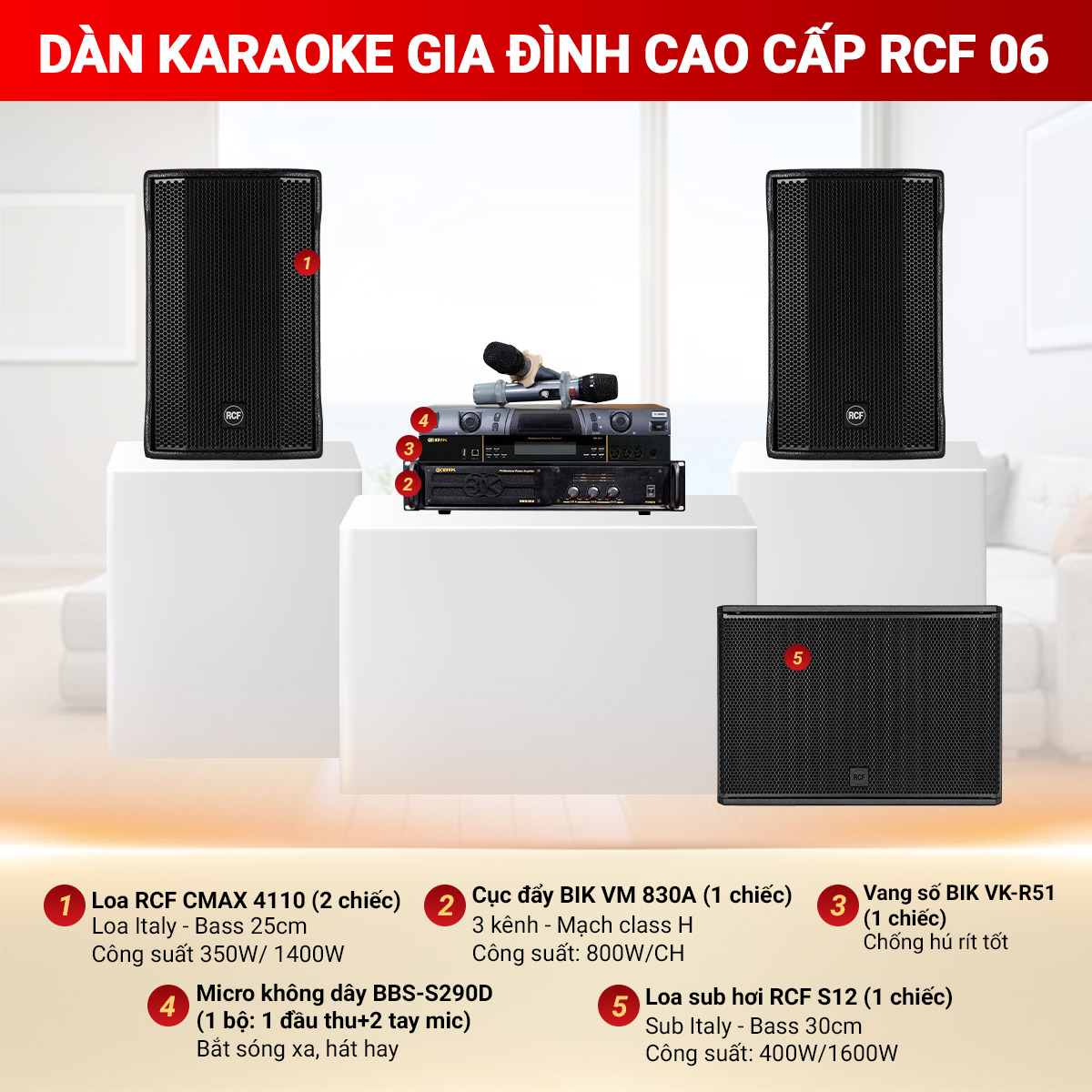 d&agrave;n karaoke gia đ&igrave;nh cao cấp RCF 06
