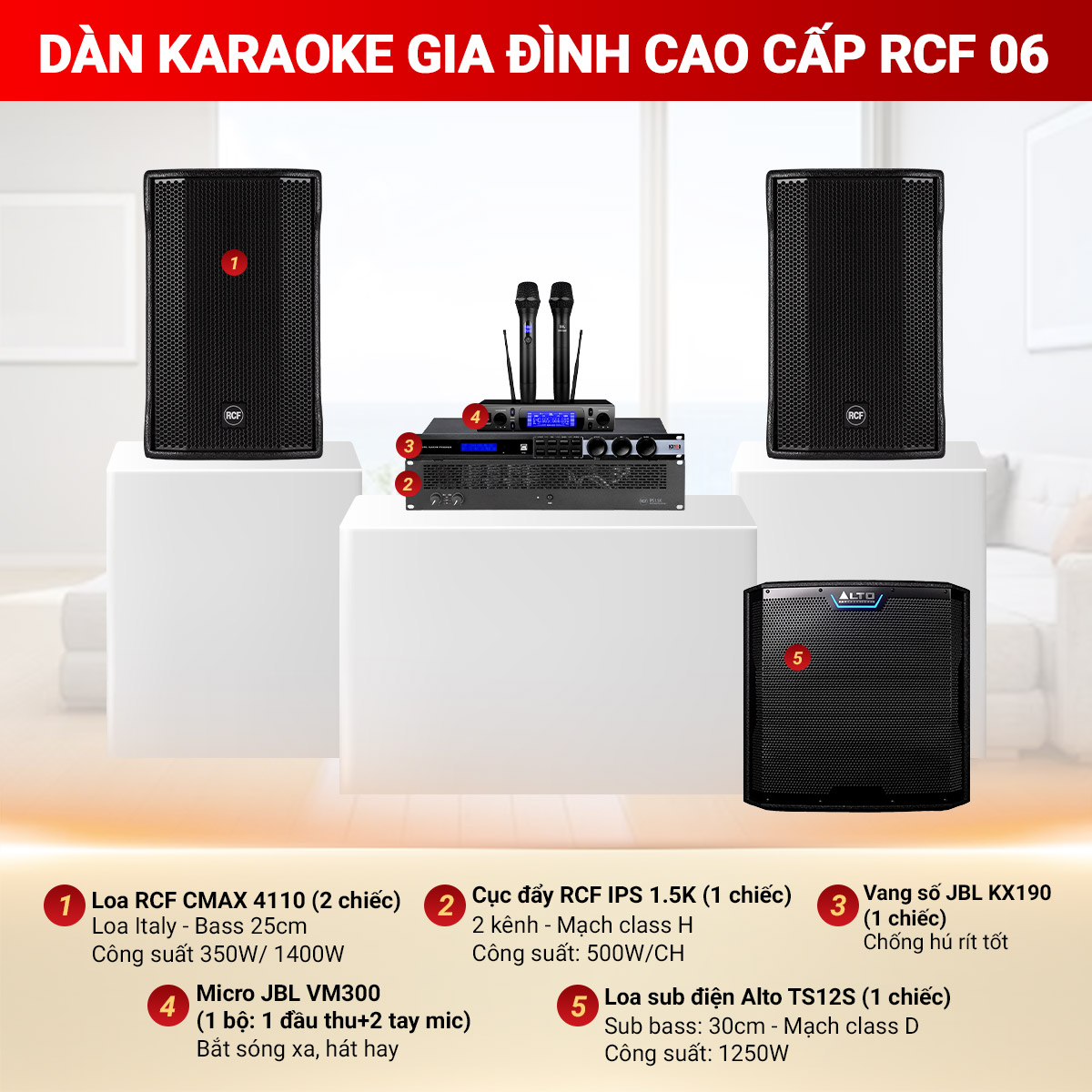 D&agrave;n karaoke gia đ&igrave;nh cao cấp RCF 06