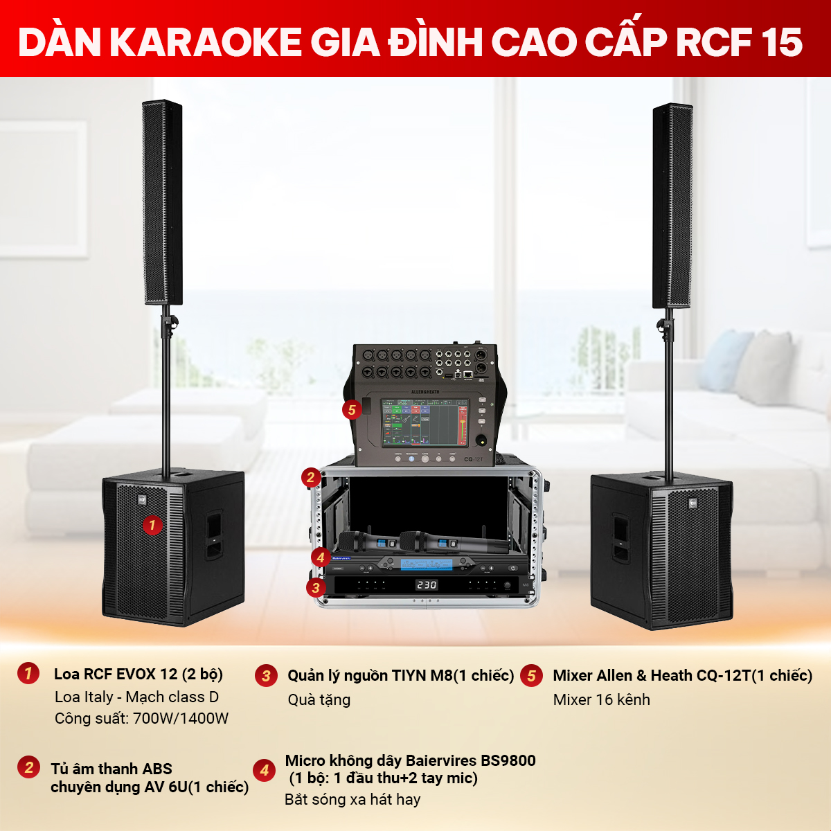 D&agrave;n karaoke gia đ&igrave;nh cao cấp RCF 15