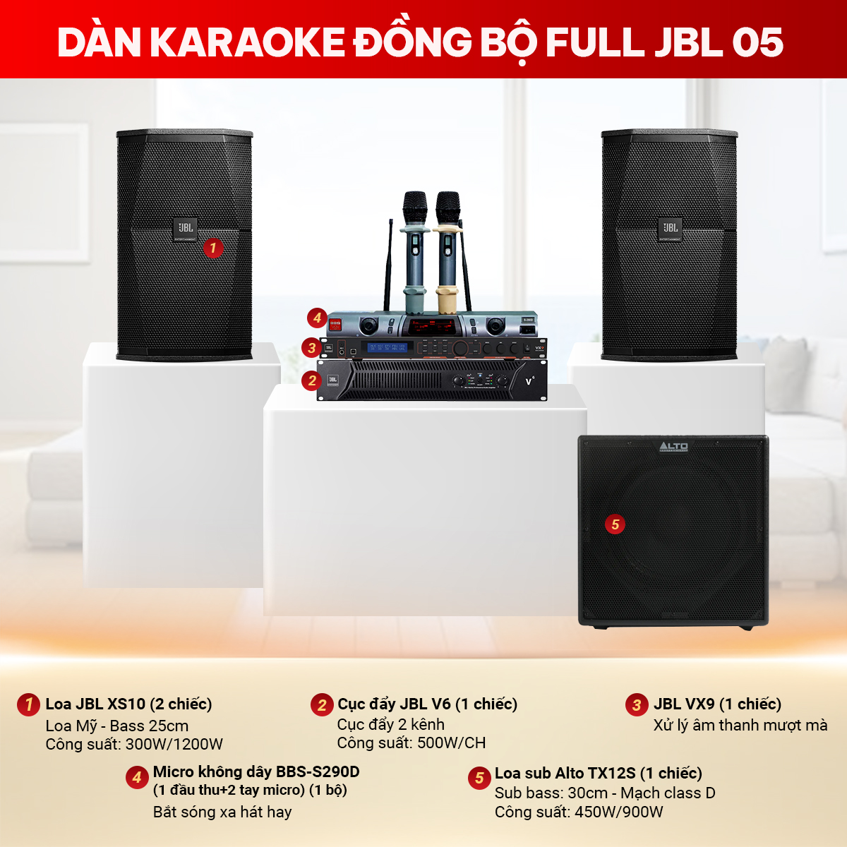 D&agrave;n karaoke đồng bộ full JBL 05