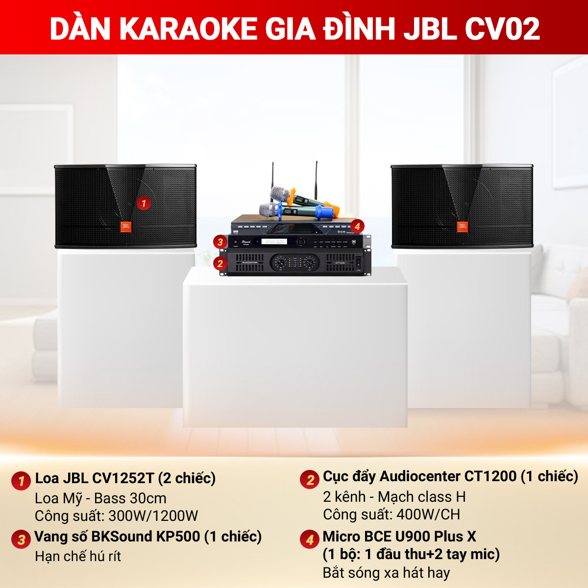 D&agrave;n karaoke gia đ&igrave;nh JBL CV02