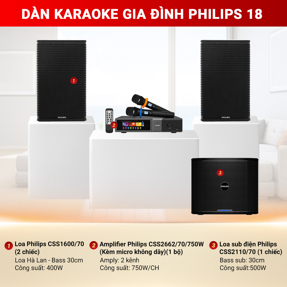 D&agrave;n karaoke gia đ&igrave;nh Philips 18