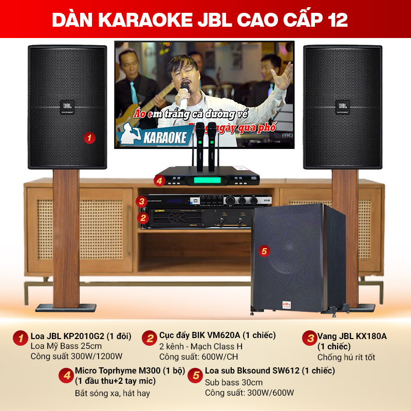 D&agrave;n karaoke JBL cao cấp 12