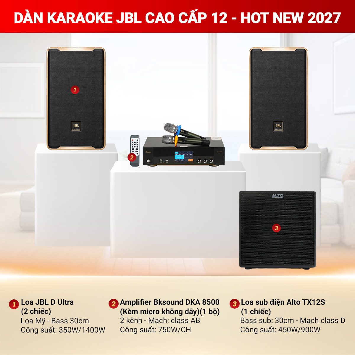 D&agrave;n karaoke JBL cao cấp 12