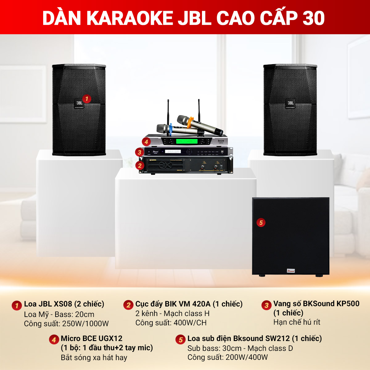 D&agrave;n karaoke JBL cao cấp 30