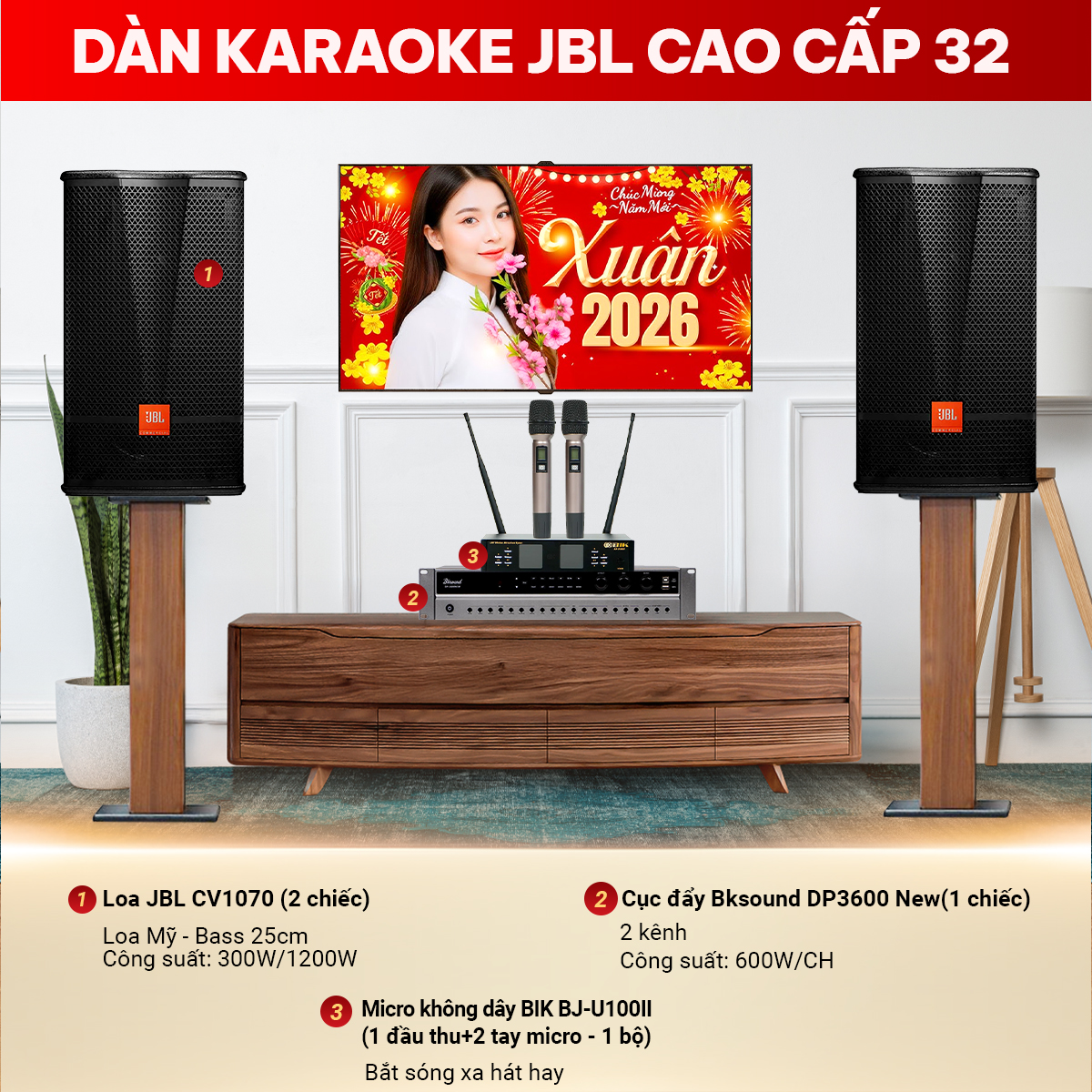 D&agrave;n karaoke JBL cao cấp 32