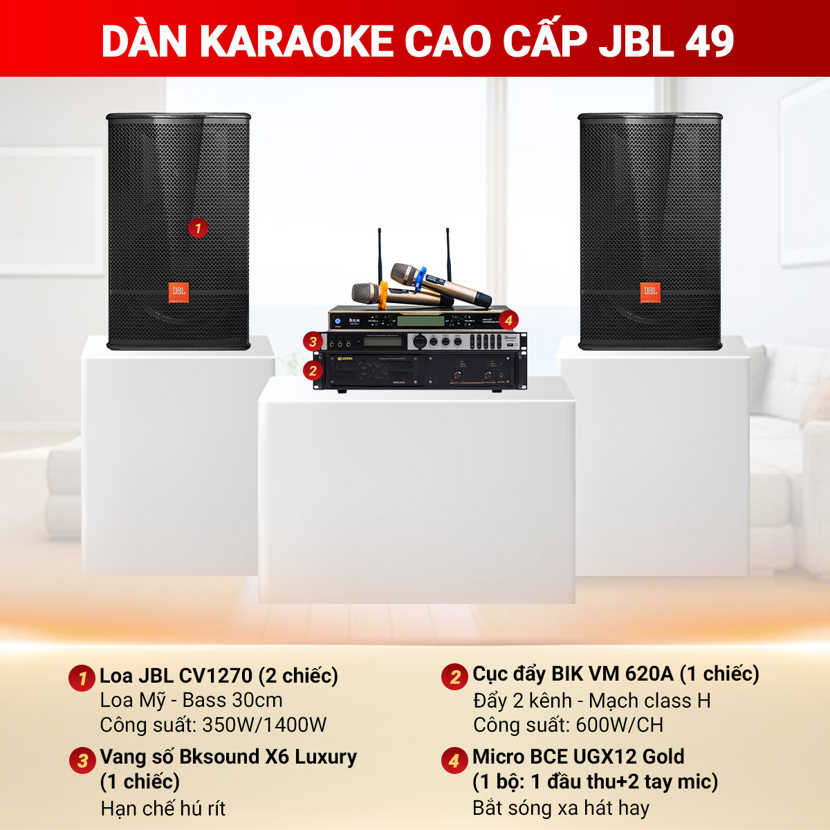 D&agrave;n karaoke cao cấp JBL 49