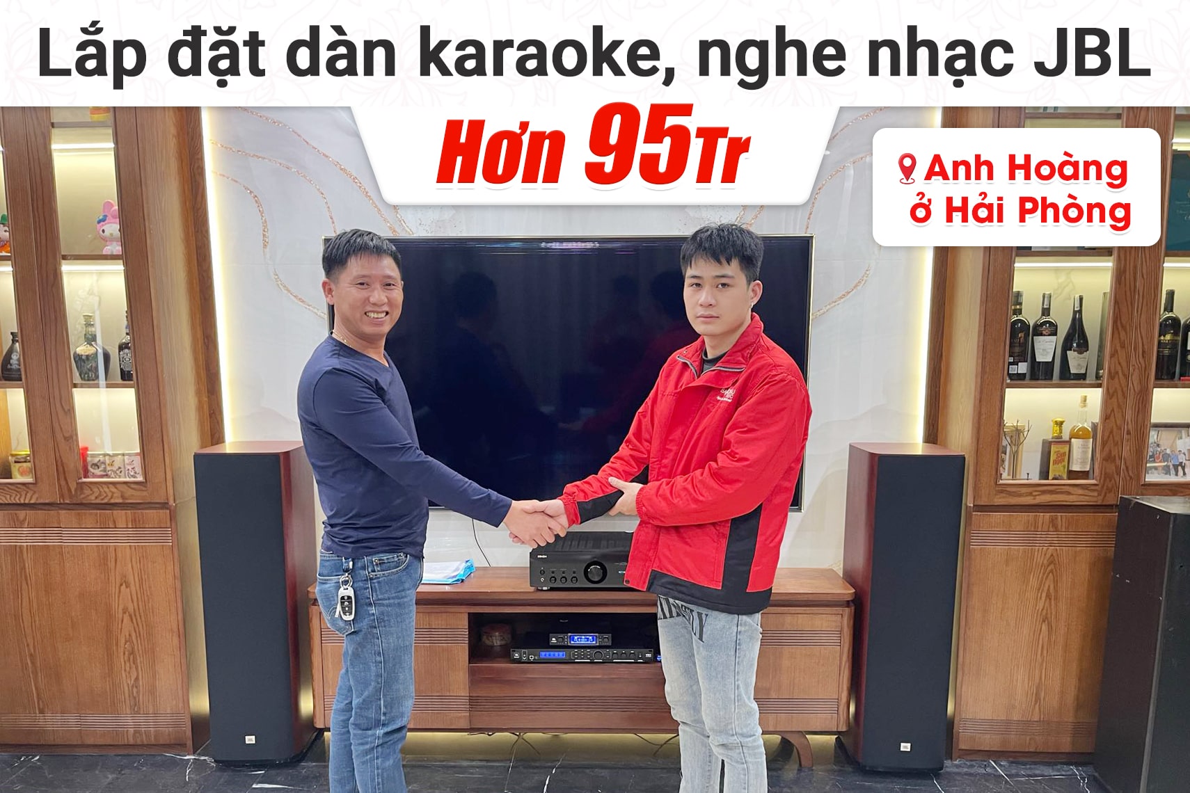 Lắp đặt dàn karaoke, nghe nhạc JBL hơn 96tr cho anh Hoàng tại Hải Phòng (JBL Studio 698, PMA 1700NE, JBL VX8, VM300)