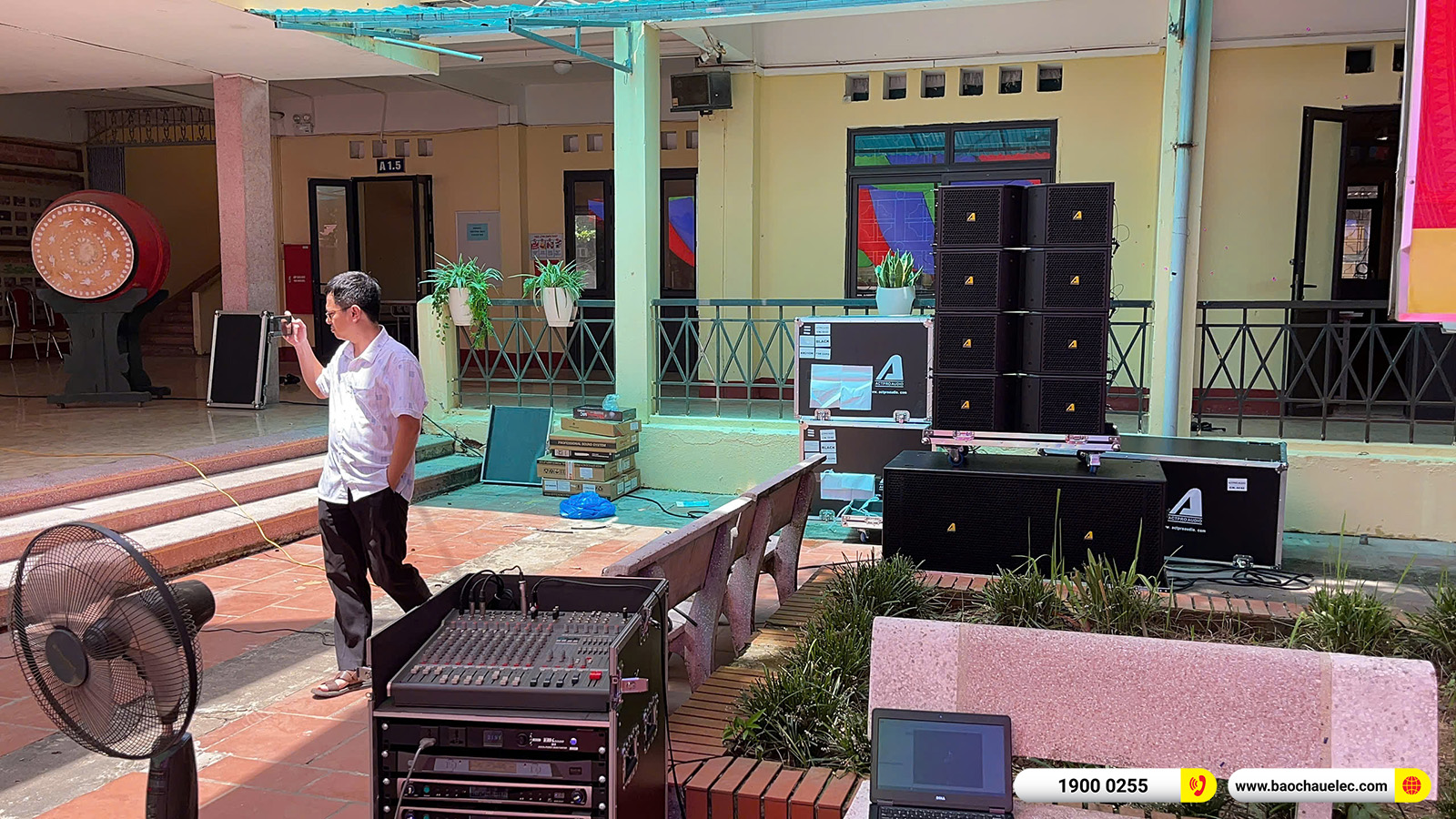 Lắp đặt d&agrave;n Line Array Actpro sự kiện, s&acirc;n khấu gần 200tr cho Trường THPT Hưng Y&ecirc;n