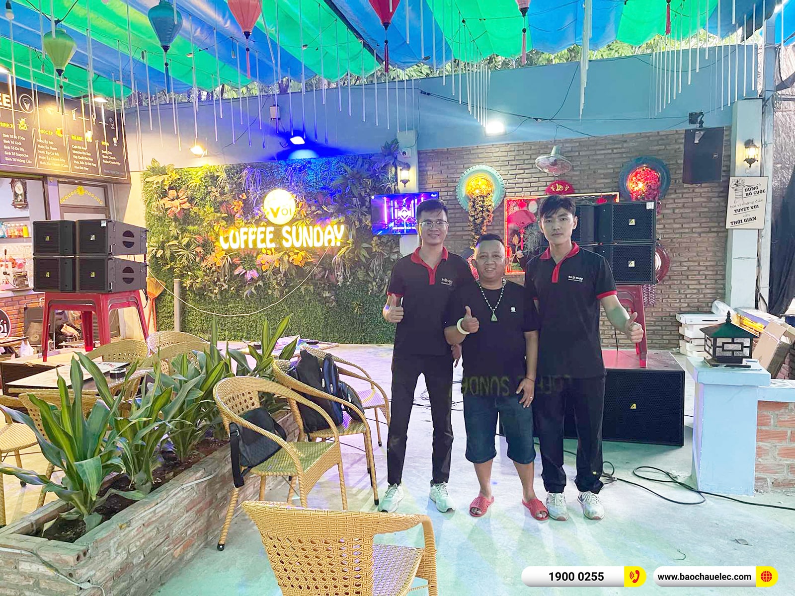 Lắp đặt d&agrave;n Line Array Actpro gần 168tr cho Cafe Sunday tại B&igrave;nh Dương 