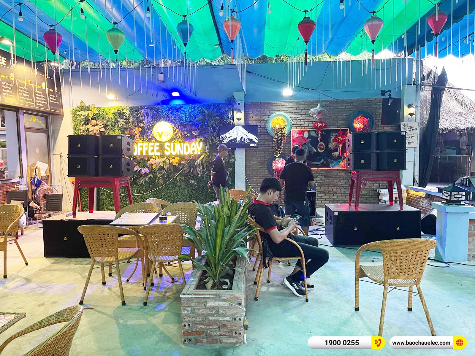 Lắp đặt d&agrave;n Line Array Actpro gần 168tr cho Cafe Sunday tại B&igrave;nh Dương 