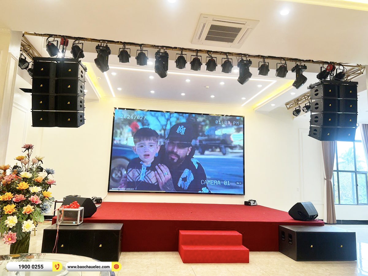 Lắp đặt 2 d&agrave;n Line Array Actpro sự kiện, đ&aacute;m cưới gần 500tr cho nh&agrave; h&agrave;ng Sơn Thủy tại Th&aacute;i Nguy&ecirc;n (Actpro KR210, KR28, TS415, FP14000,...)