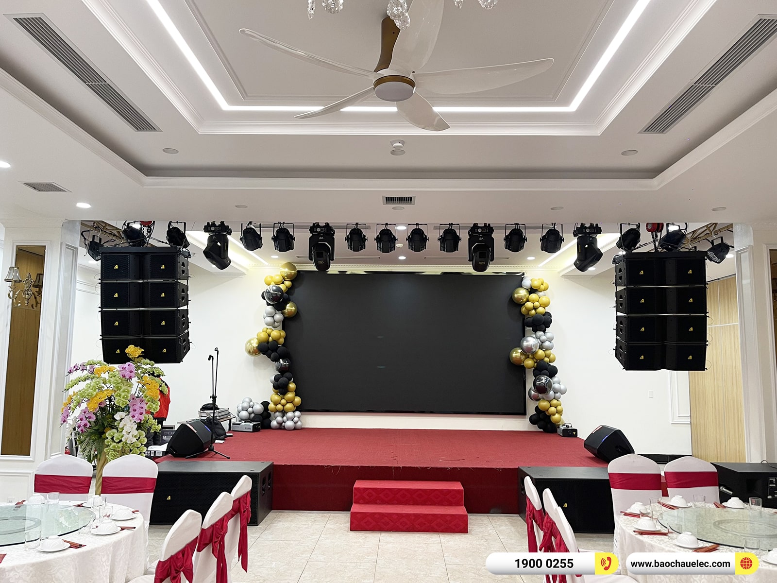 Lắp đặt 2 dàn Line Array Actpro sự kiện, đám cưới gần 500tr cho nhà hàng Sơn Thủy tại Thái Nguyên (Actpro KR210, KR28, TS415, FP14000,...)