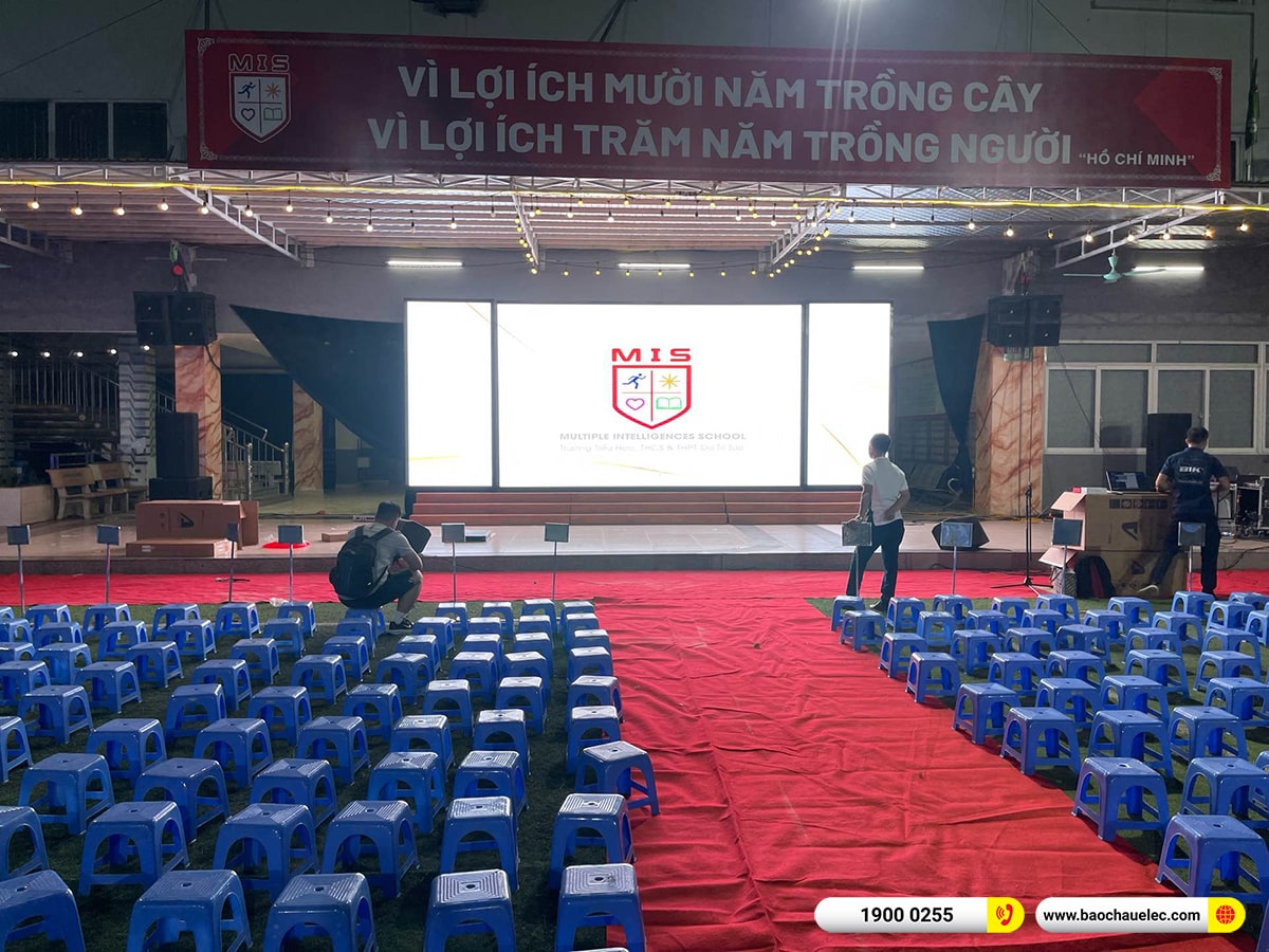 Lắp đặt d&agrave;n Line Array Actpro sự kiện, s&acirc;n khấu cho Trường PT li&ecirc;n cấp Đa Tr&iacute; Tuệ MIS tại H&agrave; Nội 