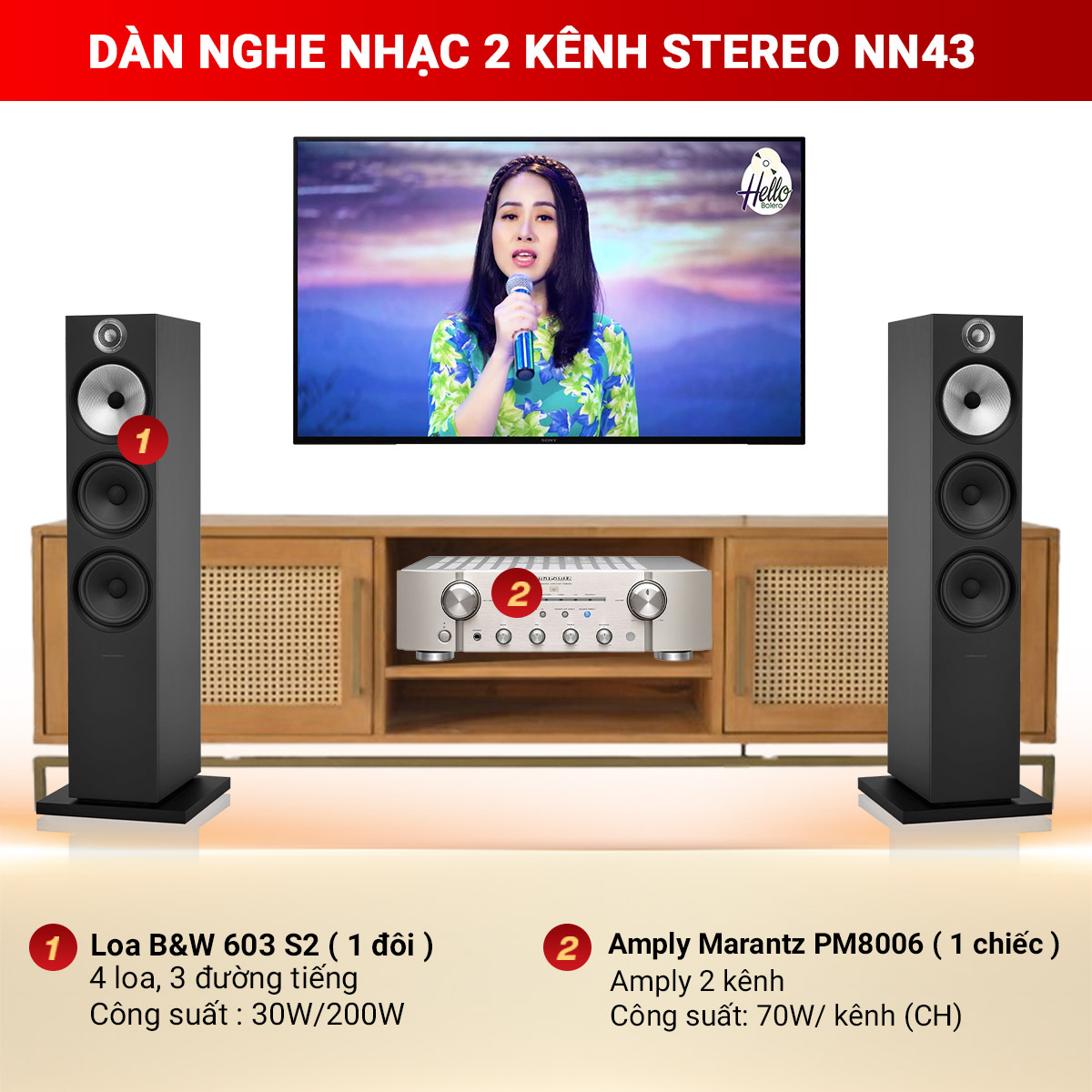 D&agrave;n nghe nhạc 2 k&ecirc;nh Stereo NN43