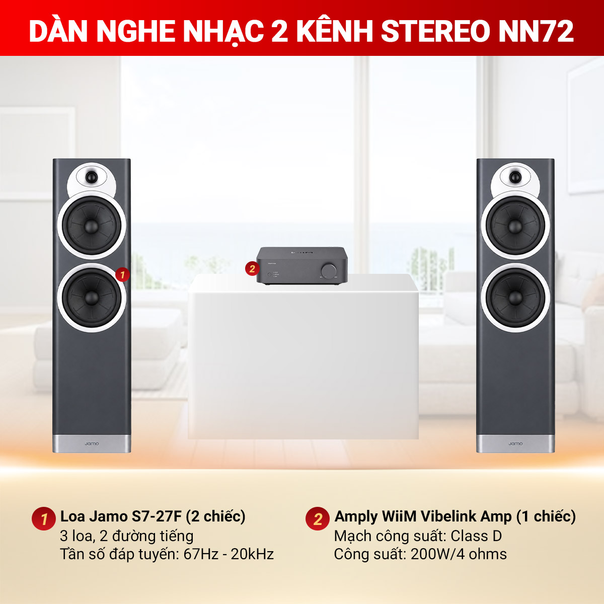 D&agrave;n nghe nhạc 2 k&ecirc;nh Stereo NN72