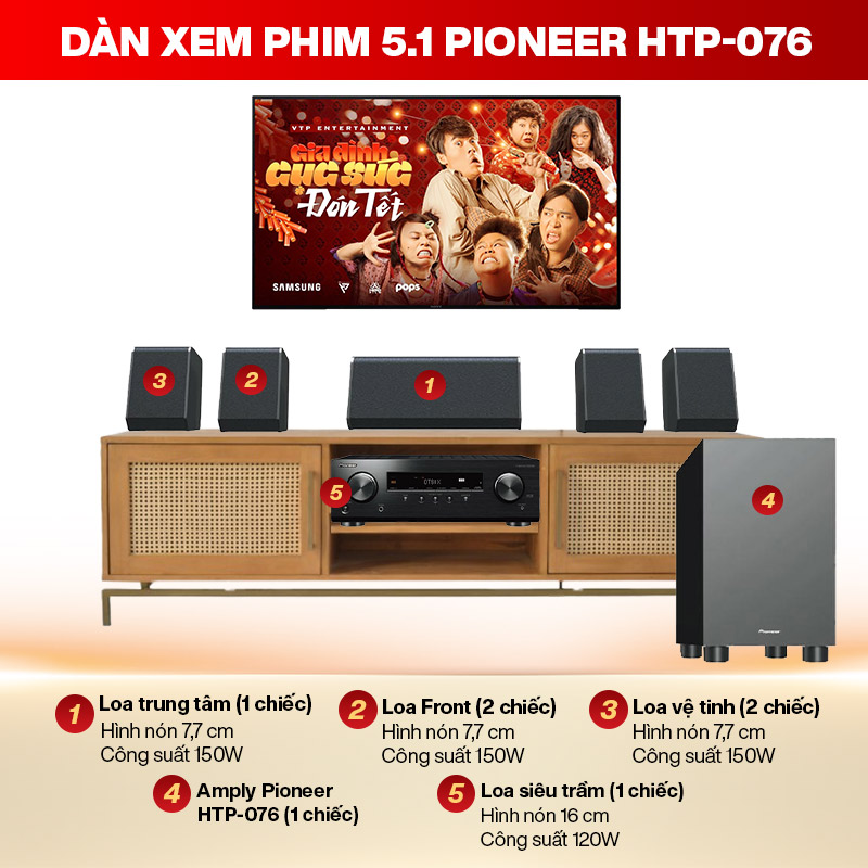 D&agrave;n xem phim 5.1 Pioneer HTP-076