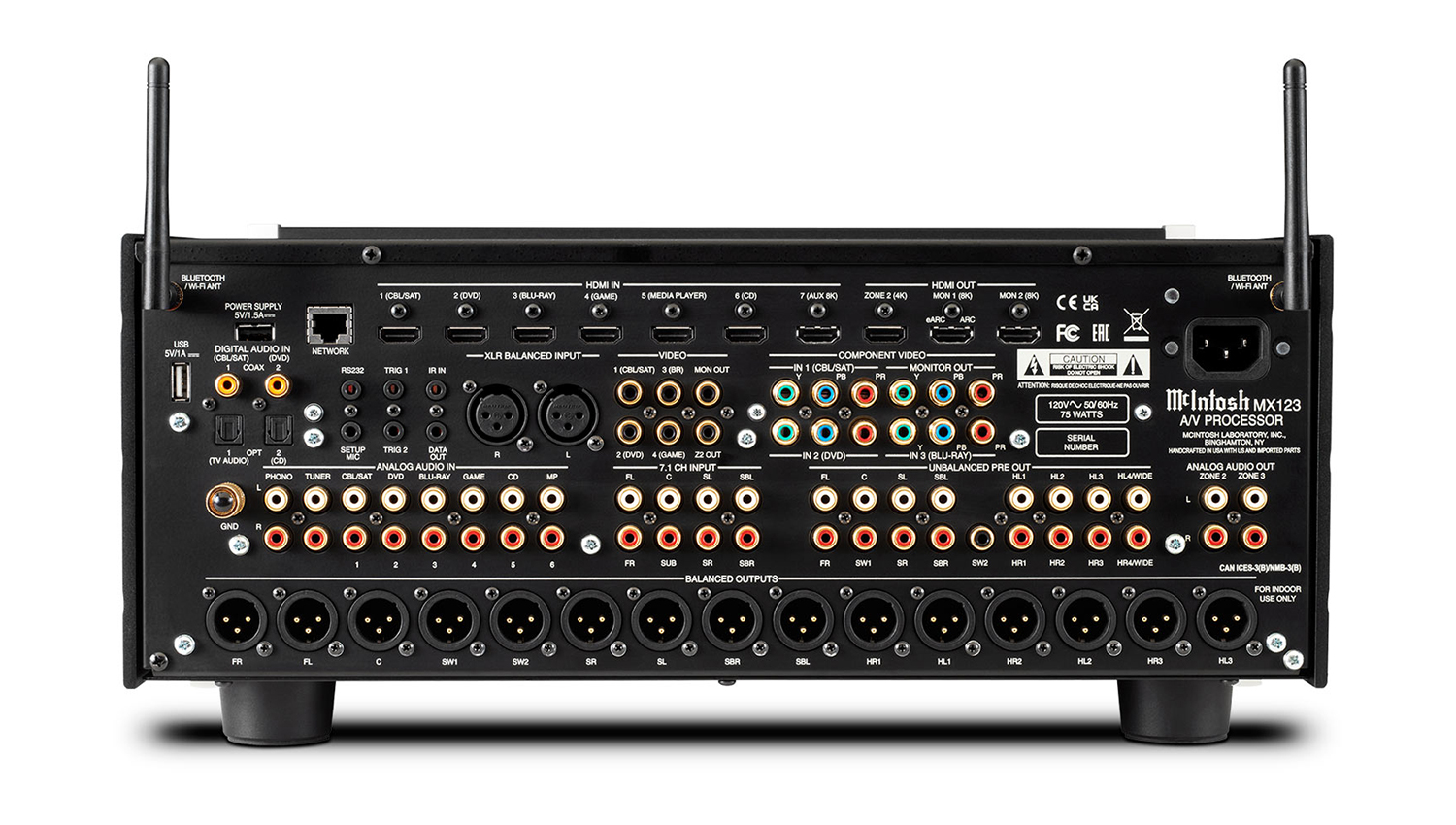 mặt sau Đầu AV processor McIntosh MX123