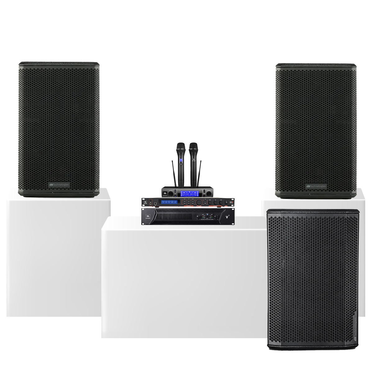 Dàn karaoke gia đình dBTechnologies 20 (dBTechnologies LVXP10, JBL V6, JBL VX9, JBL VM300, dBTechnologies Sub612)