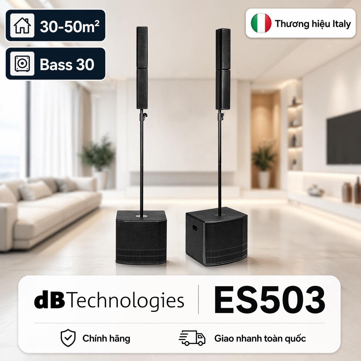Hệ thống Loa cột dBTechnologies ES503 (1000W, 121dB, Mixer 3 kênh, Bluetooth)