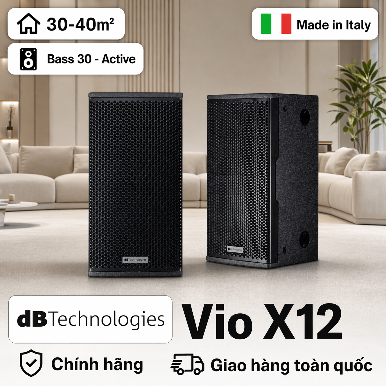 Loa dBTechnologies Vio X12 (Bass 30cm, Active, Made in Italy, Từ Neo)