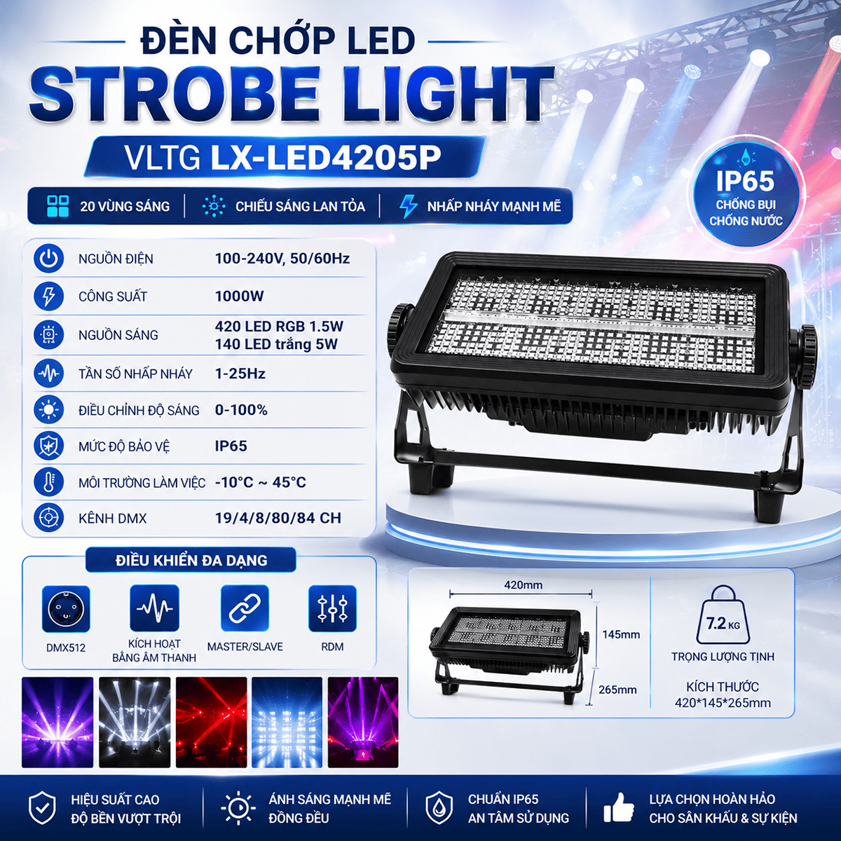 Đ&egrave;n chớp led Strobe Light VLTG LX-LED4205P