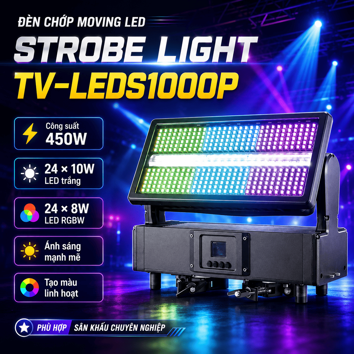 Đèn chớp Moving LED VLTG Strobe Light TV-LEDS1000P