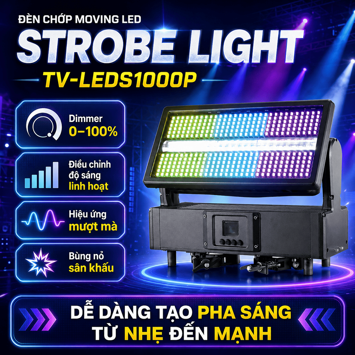 Đèn chớp Moving LED VLTG Strobe Light TV-LEDS1000P