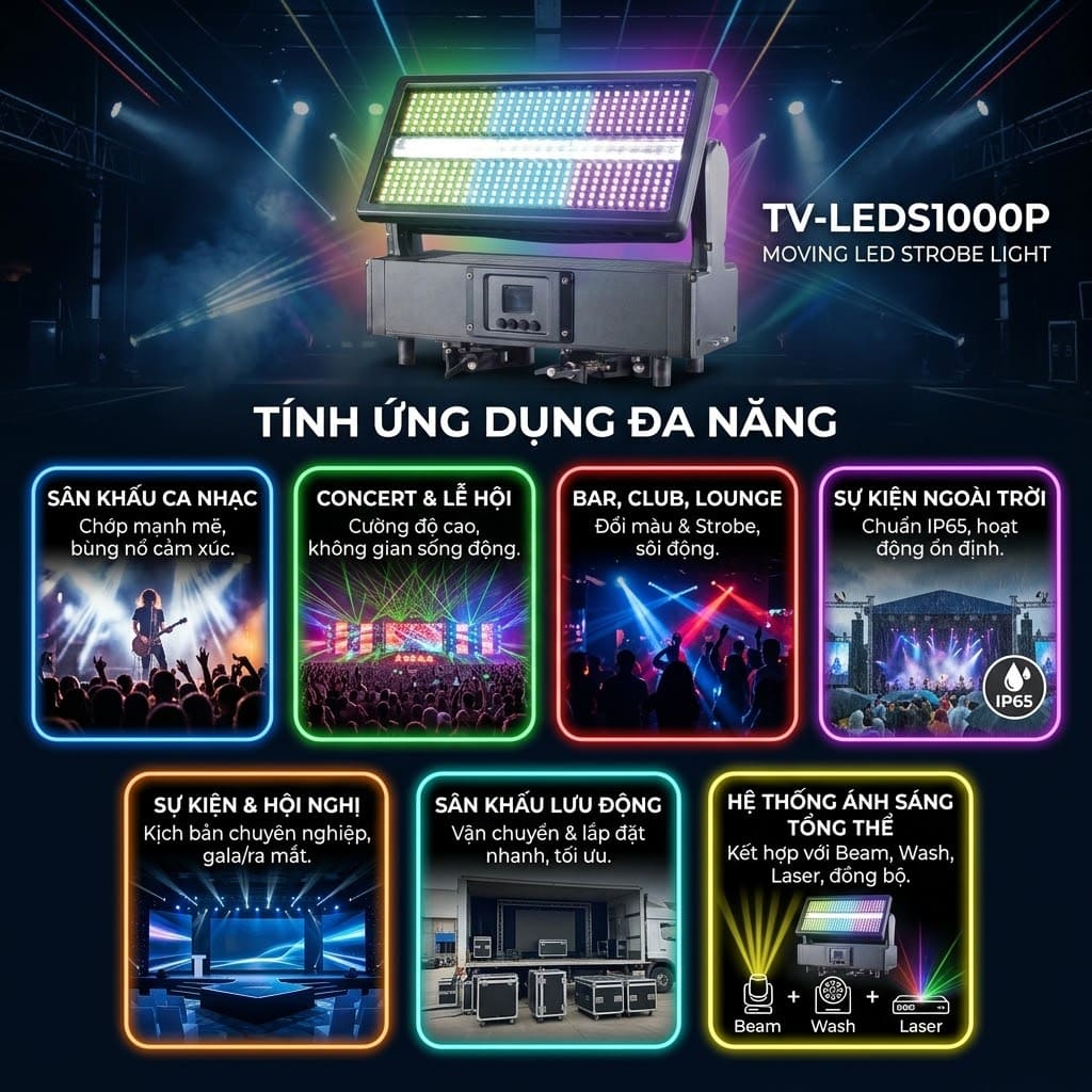 Đèn chớp Moving LED VLTG Strobe Light TV-LEDS1000P