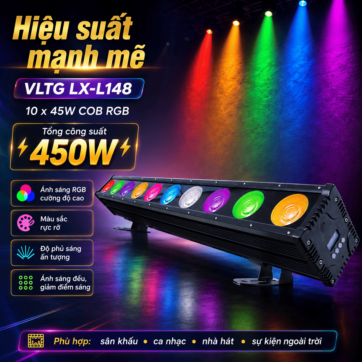 Đ&egrave;n Led COB Pixel Wall Wash VLTG LX-L148