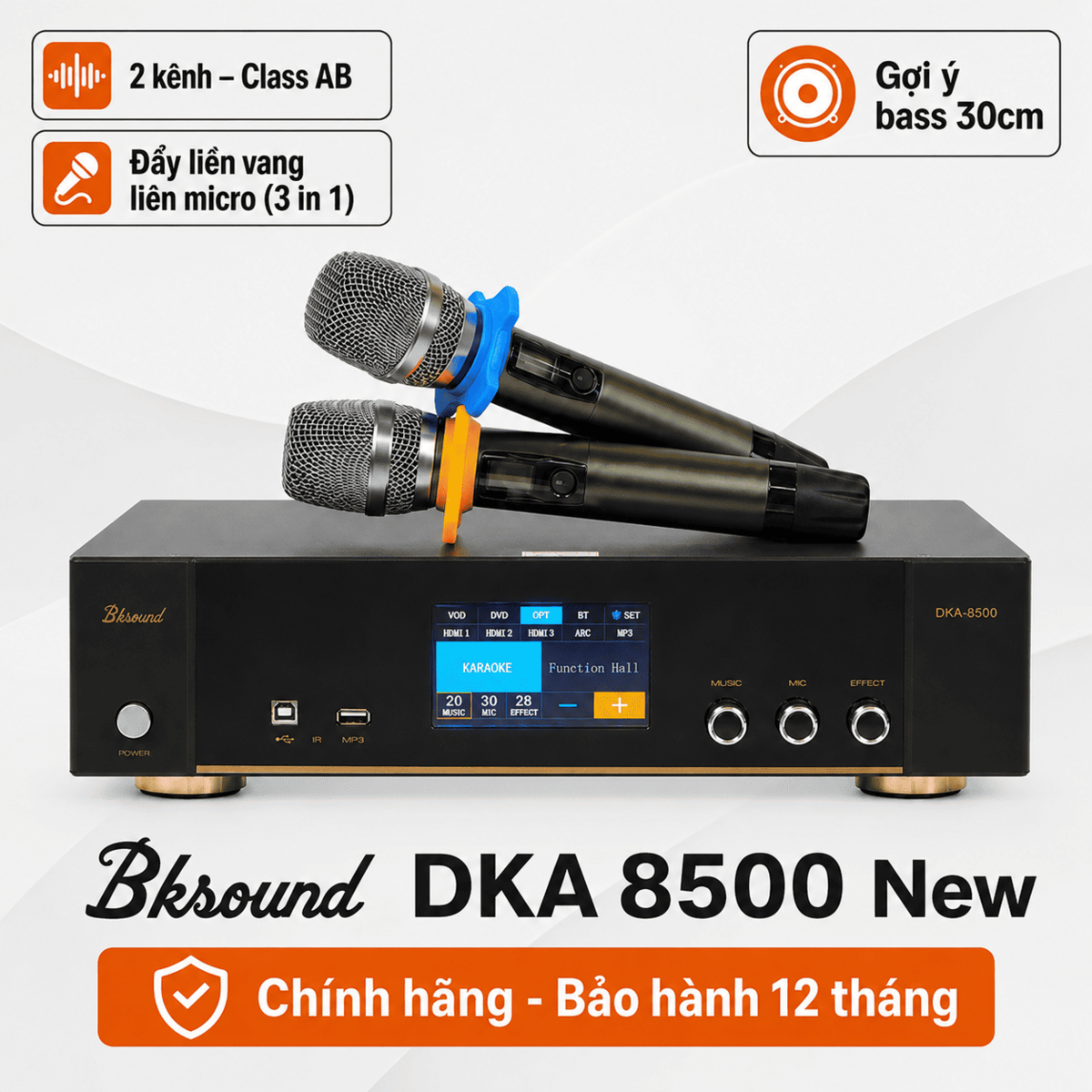 Digital Karaoke Power Amplifier Bksound DKA 8500 New 2026 (750W, Optical, HDMI, Kèm 2 micro)