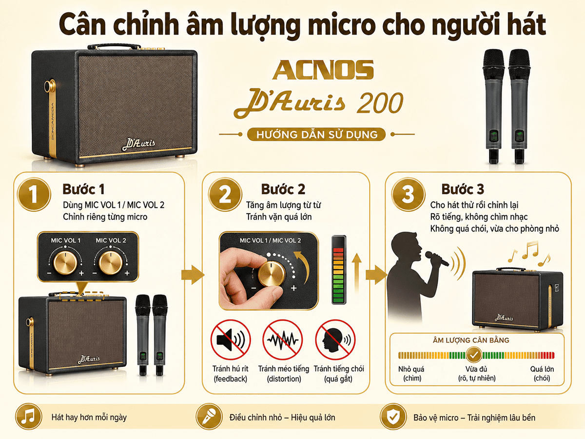Toàn tập hướng dẫn sử dụng loa Acnos D'Auris 200 chi tiết