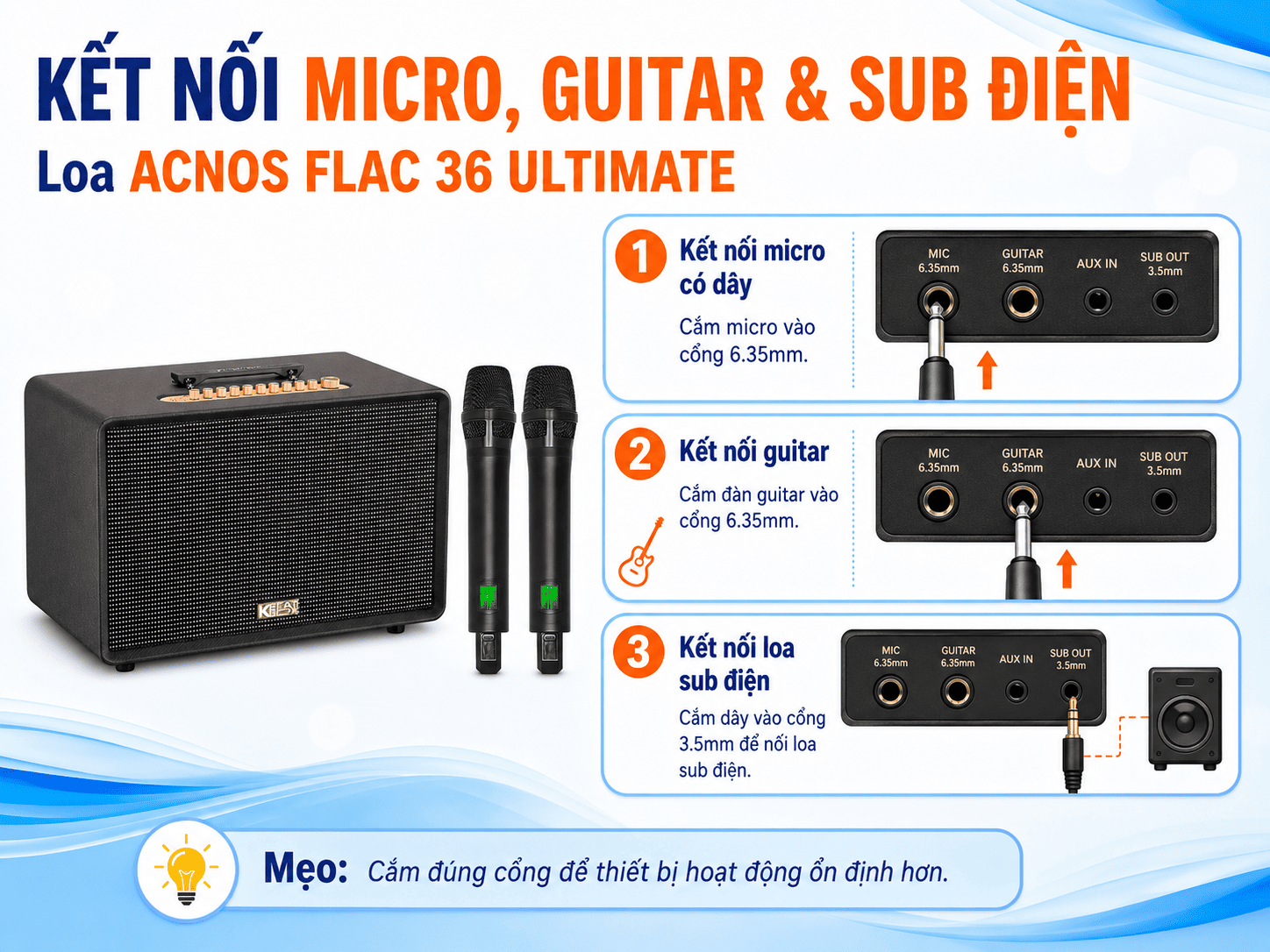 Hướng dẫn sử dụng Loa Acnos FLAC 36 ULTIMATE cực đơn giản