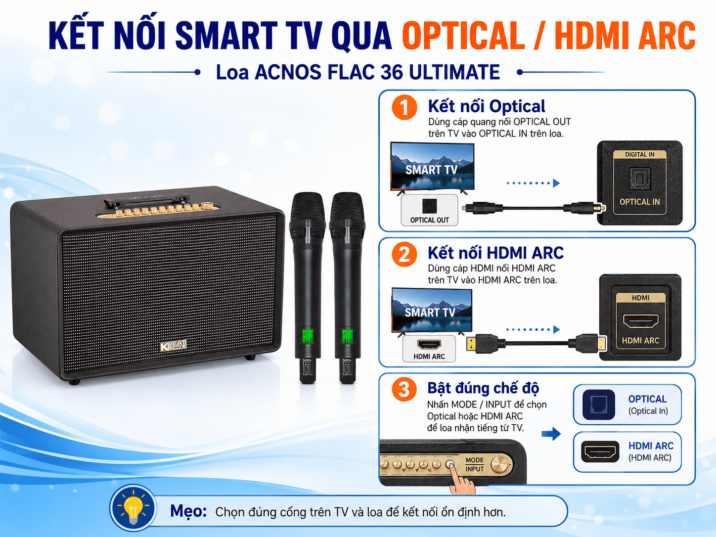 Hướng dẫn sử dụng Loa Acnos FLAC 36 ULTIMATE cực đơn giản