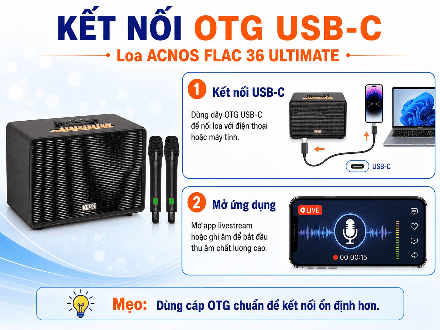 Hướng dẫn sử dụng Loa Acnos FLAC 36 ULTIMATE cực đơn giản