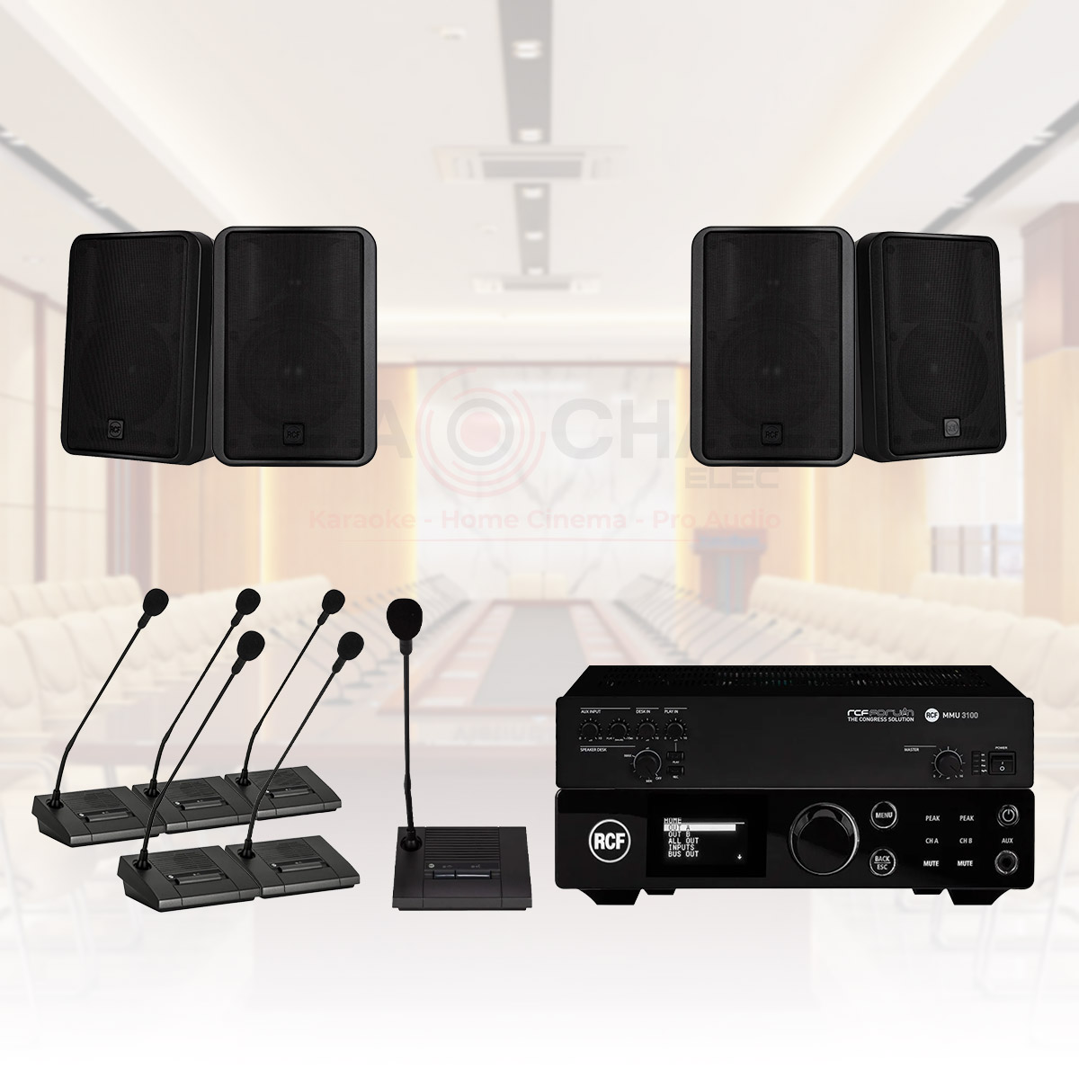 Hệ thống Âm thanh hội thảo, hội nghị, phòng họp RCF 50-70m