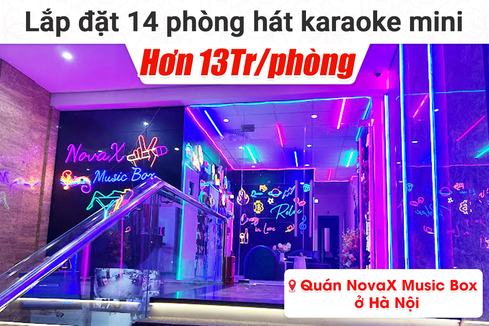 Lắp đặt 14 phòng karaoke mini cho quán NovaX Music Box tại Hà Nội (Denon DP-C10, BKSound DKA 5500)