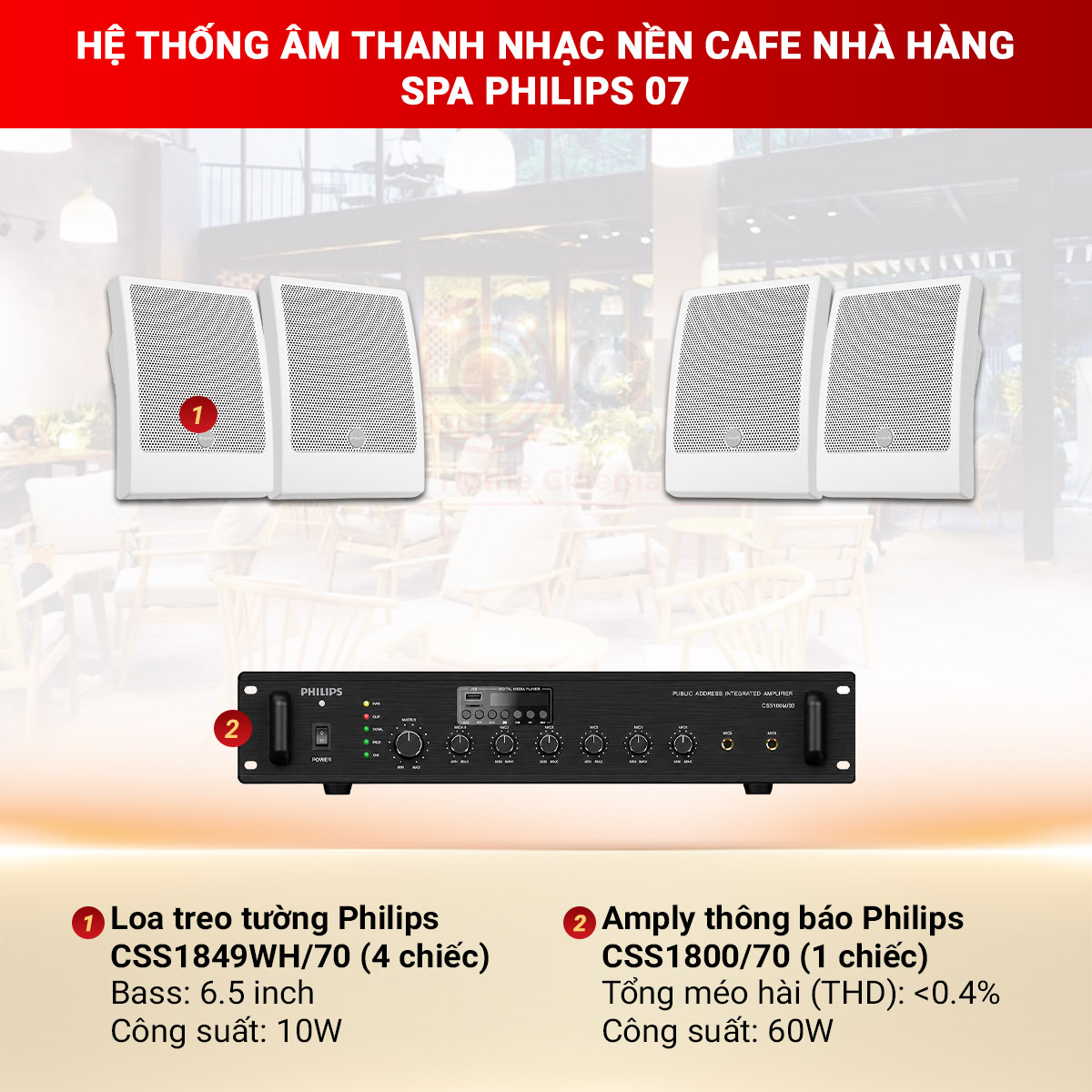 Hệ thống &acirc;m thanh nhạc nền cafe nh&agrave; h&agrave;ng spa Philips 07